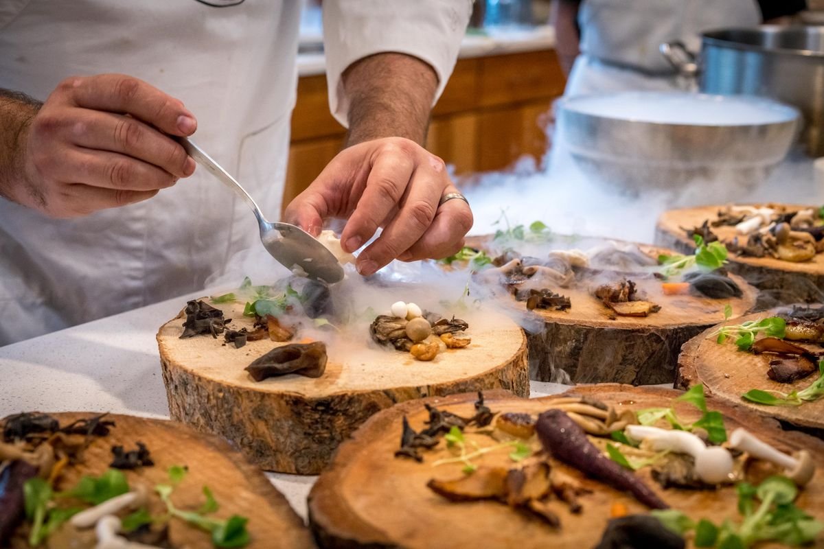 Chef dressant une assiette